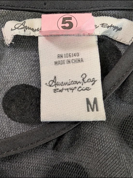 American Rag Women's Black Polka Dot Mesh Overlay Fit & Flare Mini Dress Size M - Picture 6 of 8